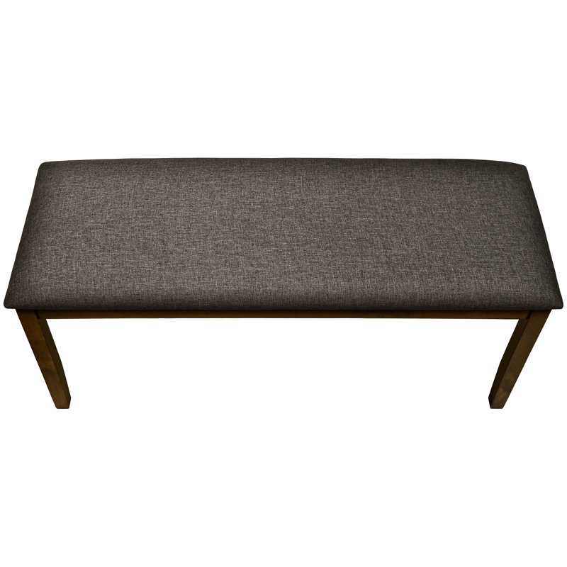 44,5 po Banc large avec revêtement en tissu brun et fabrication en bois massif pour la maison 44 po