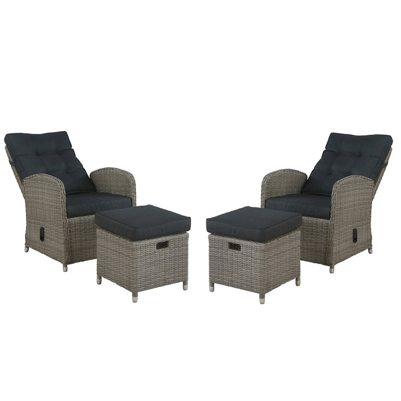 Wicker Outdoor Lounge Chair with Ottoman