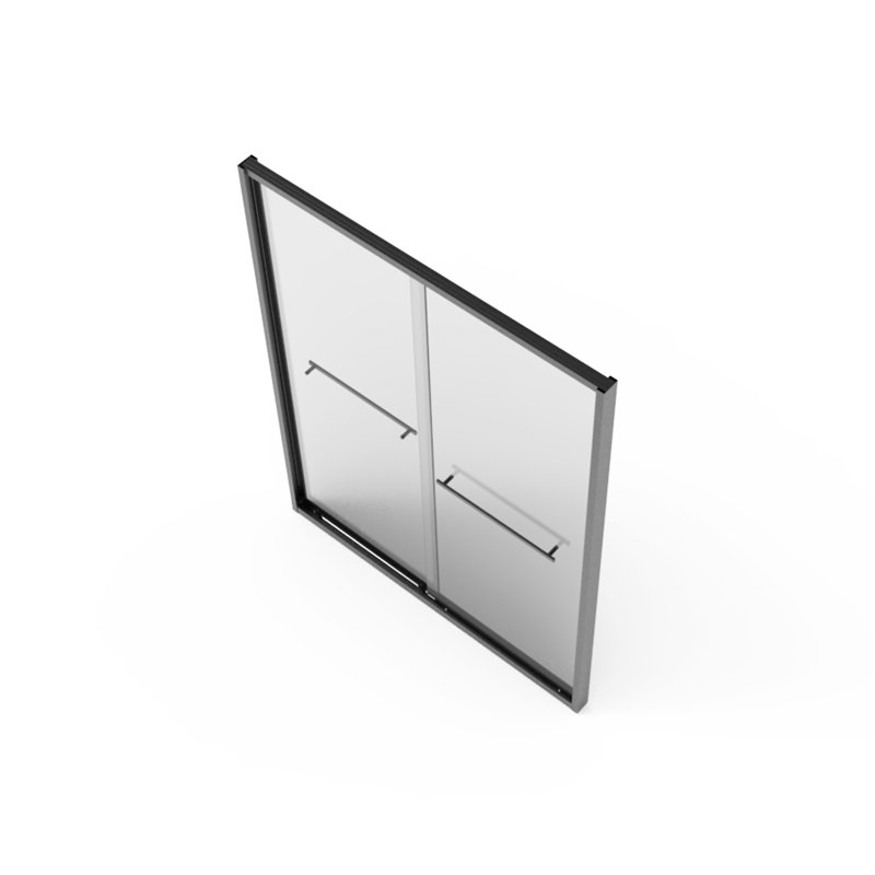 56 - Cabine de douche pour salle de bain de 60 po x 70 po, cadre en aluminium à double coulissement, verre trempé de 8 mm, noir, imperméable, porte coulissante sans effort, cadre de 60 po x 70 po, méthode matte