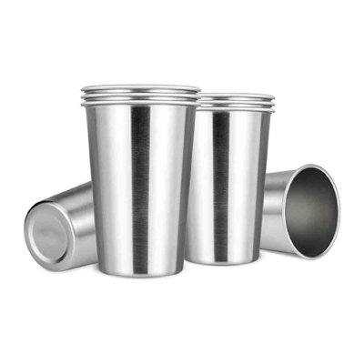 8 pièces, tasse en acier inoxydable argenté 304 de qualité supérieure, tasse de 16 oz