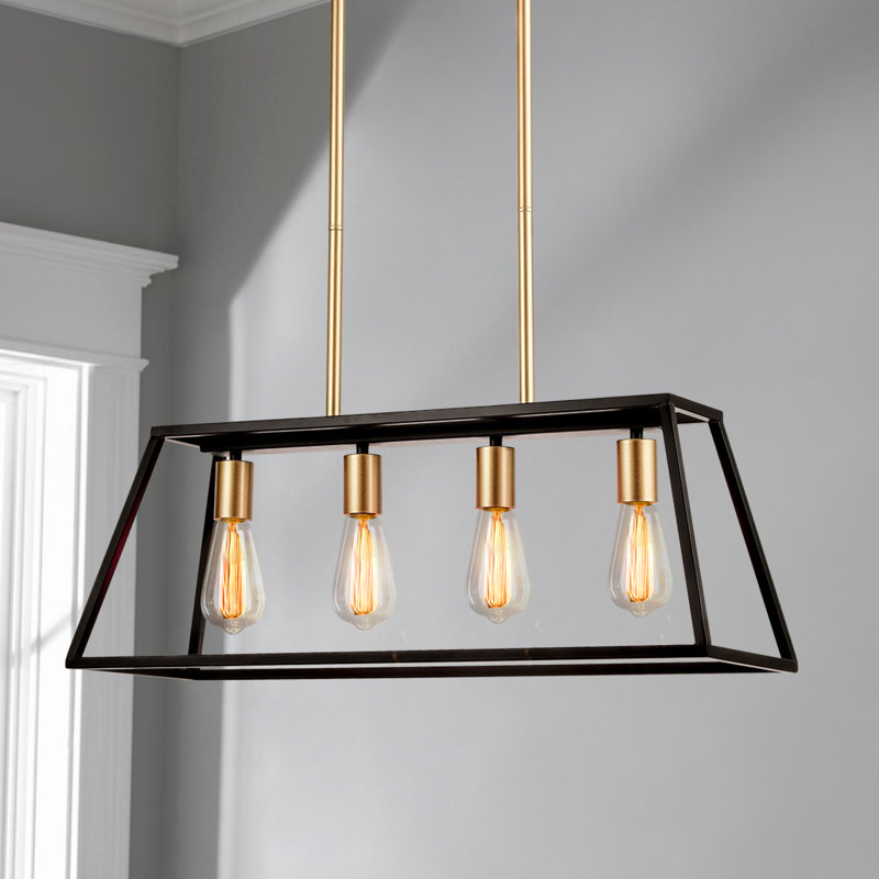 Elutheria 4 - Light Kitchen Island Linear Pendant, Gold/Black