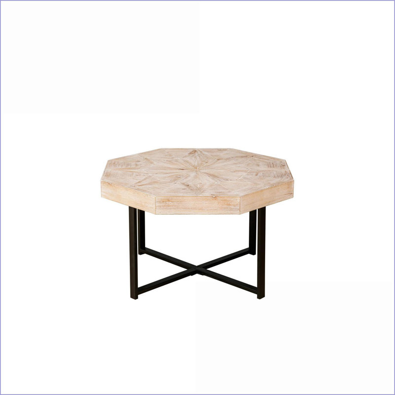 Table basse octogonale en bois à patchwork pour le salon, facile à assembler et amp; Propre