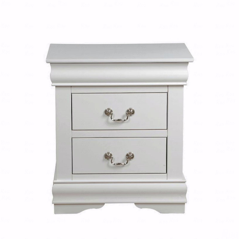 1Pc Traditional Classic 2-Drawers Nightstand  Wooden Bedroom Furniture, White