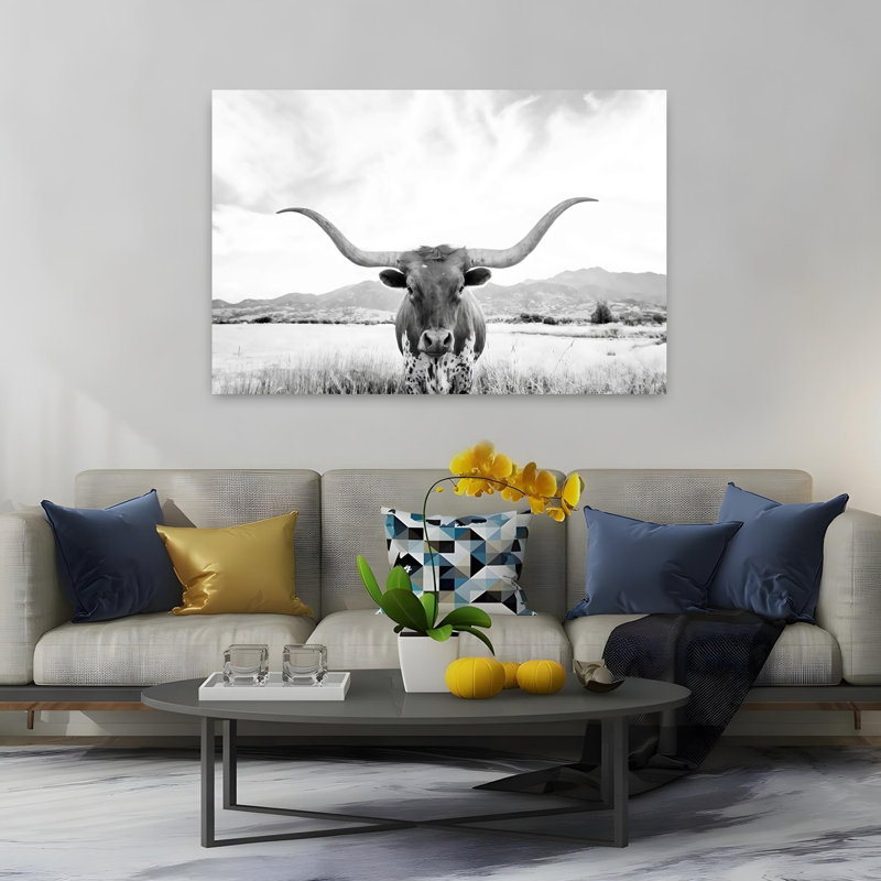Art mural contemporain Longhorn, 40" H x 60" W