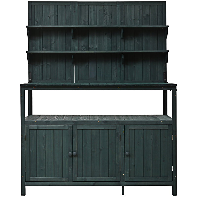 Table de plantation d'extérieur avec huche, Vert