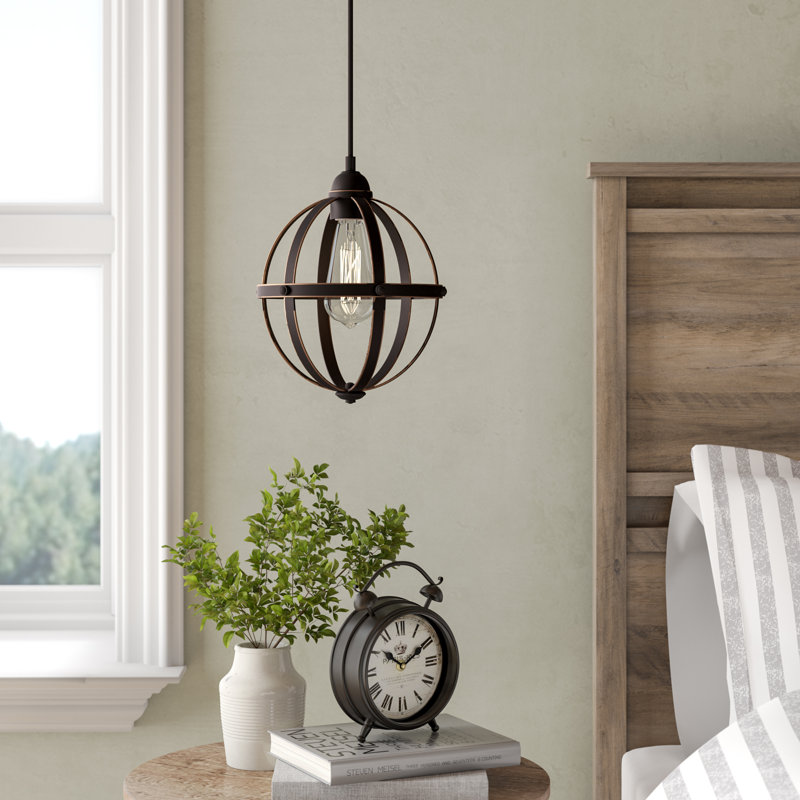 Luminaire suspendu sphère 1 lumière Genna, Bronze huilé