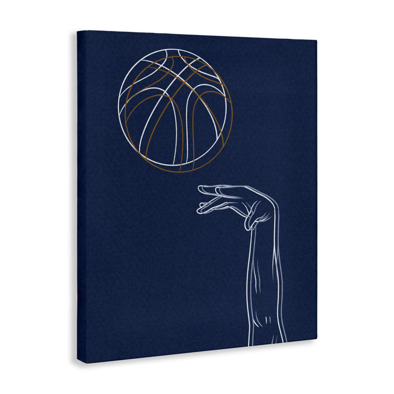 Lignes de basketball, toile de Marcus Prime, H 48 po x l 36 po