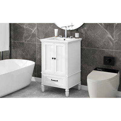 20" Bathroom Vanity With Stylish Element, White Cabinet Sink, Two Doors And A Drawer, Adds Style To Bathrooms Attractive Cabinet, Board Grabs Attention
