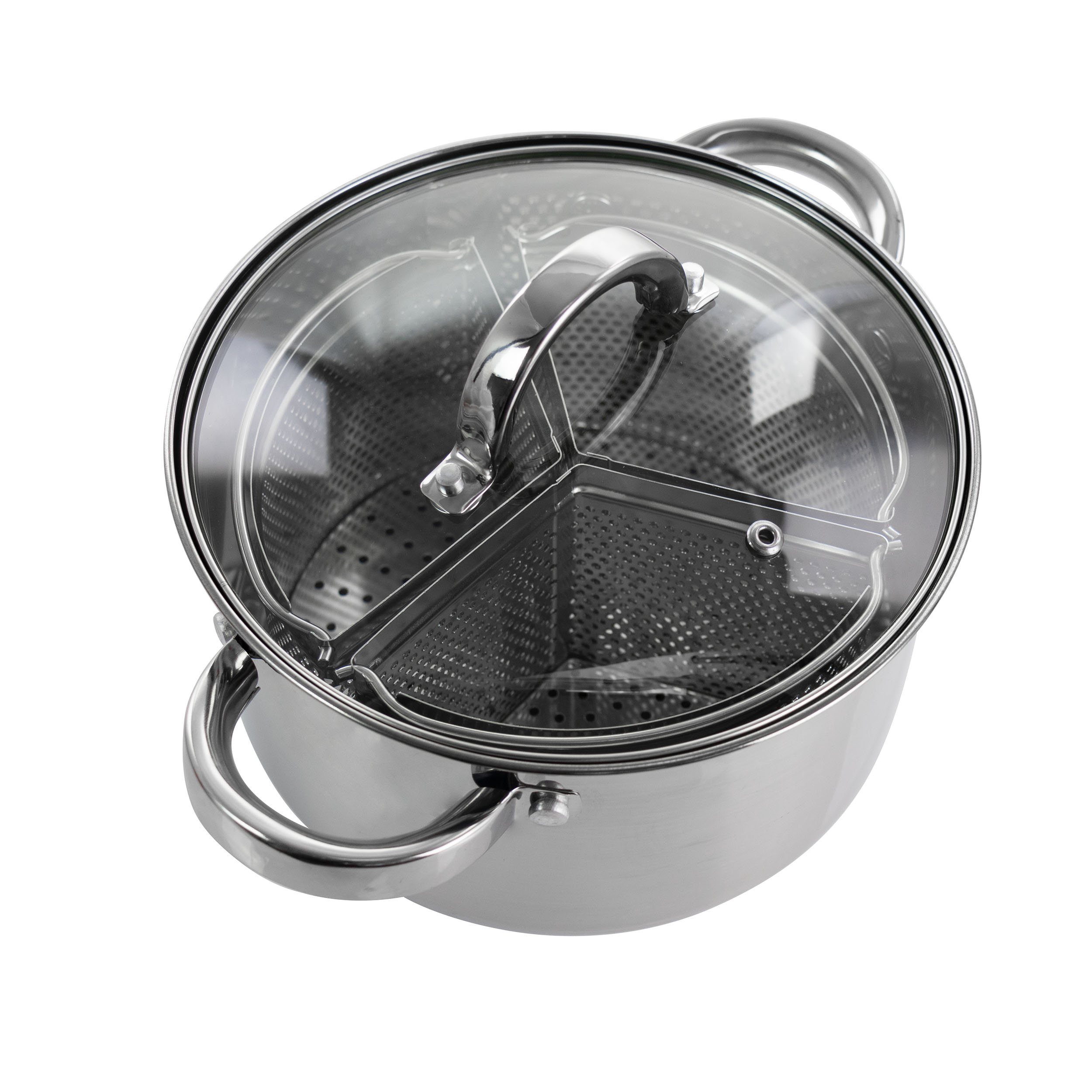 4 qt. Round Stainless Steel Dutch Oven in Silver with Lid 4 qt. Round Stainless Steel Dutch Oven in Silver with Lid
