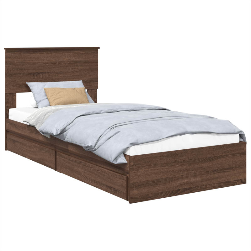 Bed, Brown Oak, Small Single (2'6)