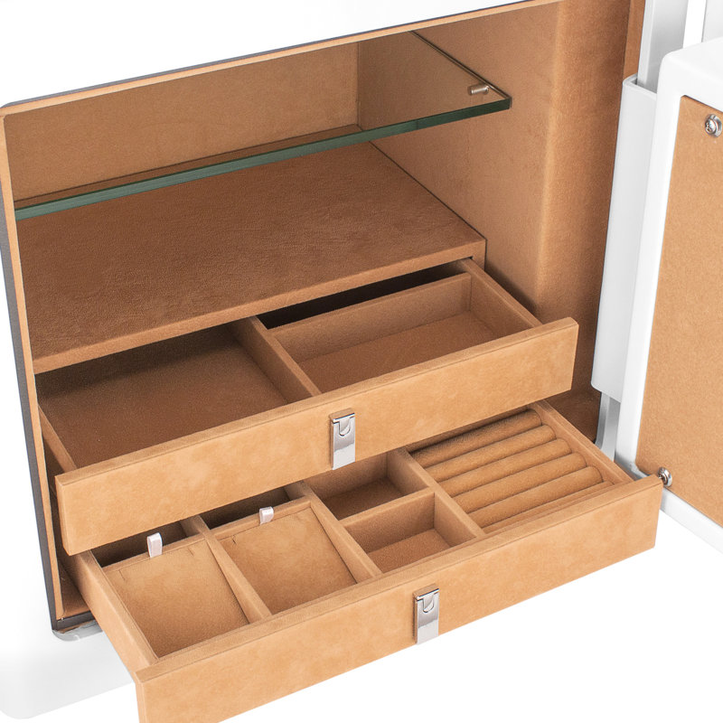 Safe For Antiques 1.01 Cubic Ft - White Steel Construction With Backup Key Secure Locker Valuables And Locking System Motion Sensor