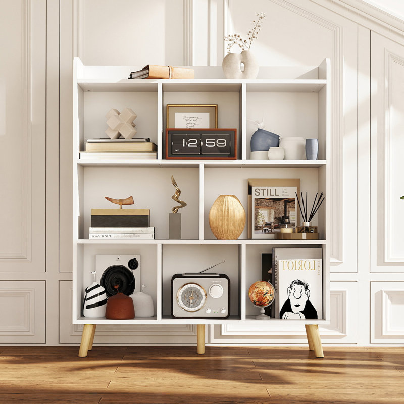 3 Tier Wooden Cube Bookshelf, White Modern Open Shelf Bookcase, Display Storage Cabinet For Living Room, Bedroom, Office