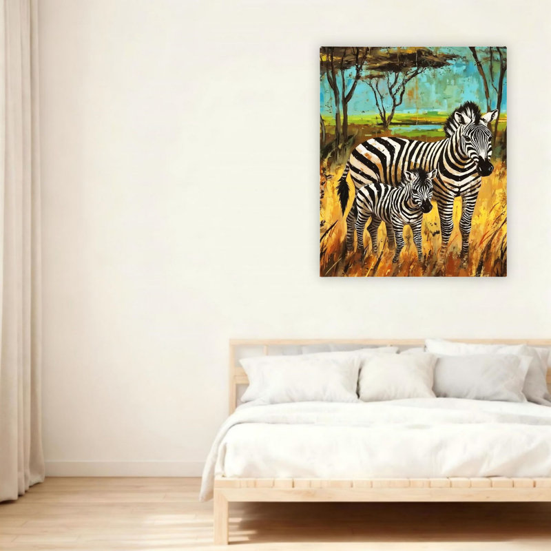 Art mural 24 po x 36 po Zebra Family