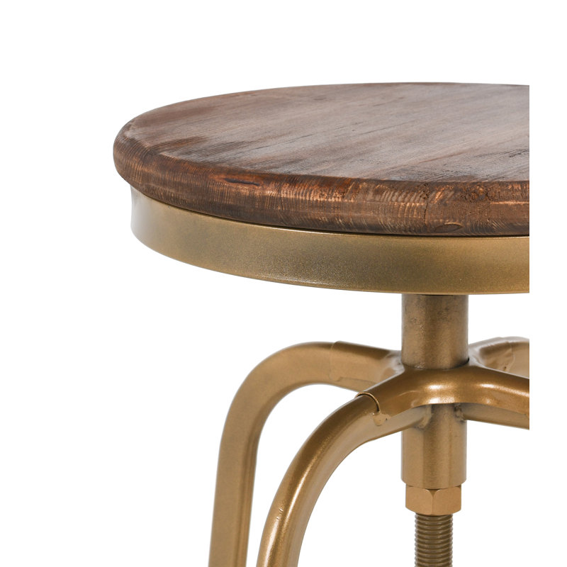 Swivel Solid Wood Adjustable Height Stool, Bronze