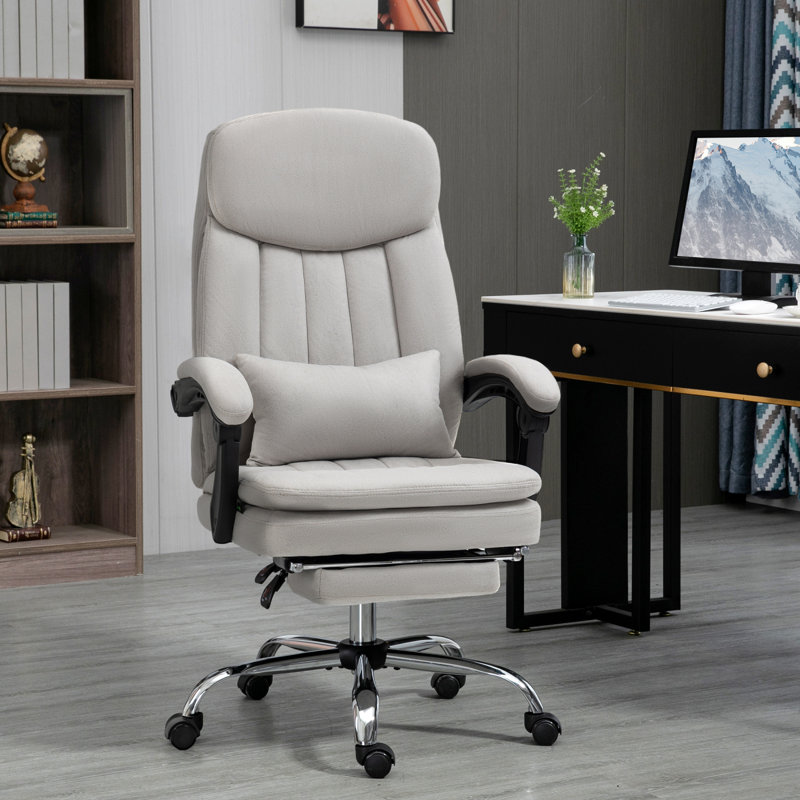 Fauteuil de bureau de massage en microfibre, fauteuil de bureau pivotant et inclinable chauffant