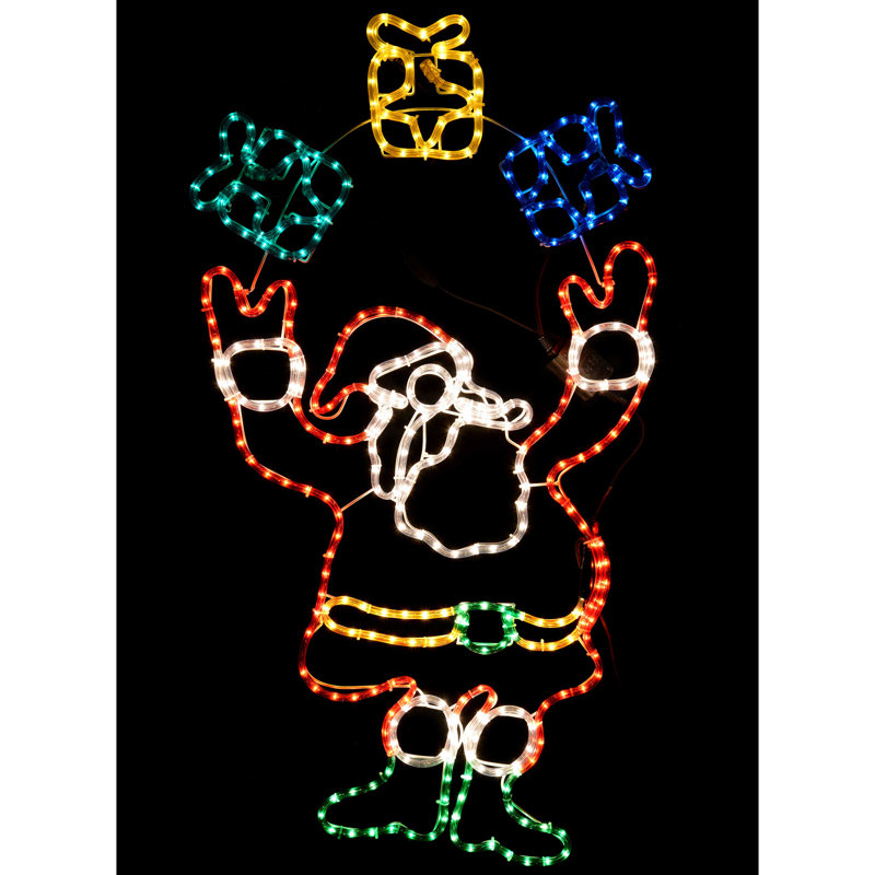 114cm Large Animated Father Christmas Santa Claus and Presents Lighted Display