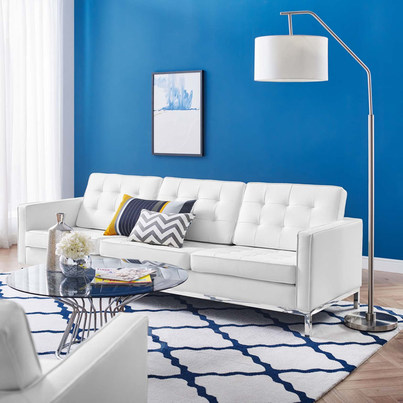 Canapé en cuir capitonné Loft par Modway, Similicuir blanc