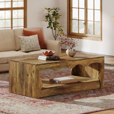 47-Inch Wood Rectangle Coffee Table for Living Room