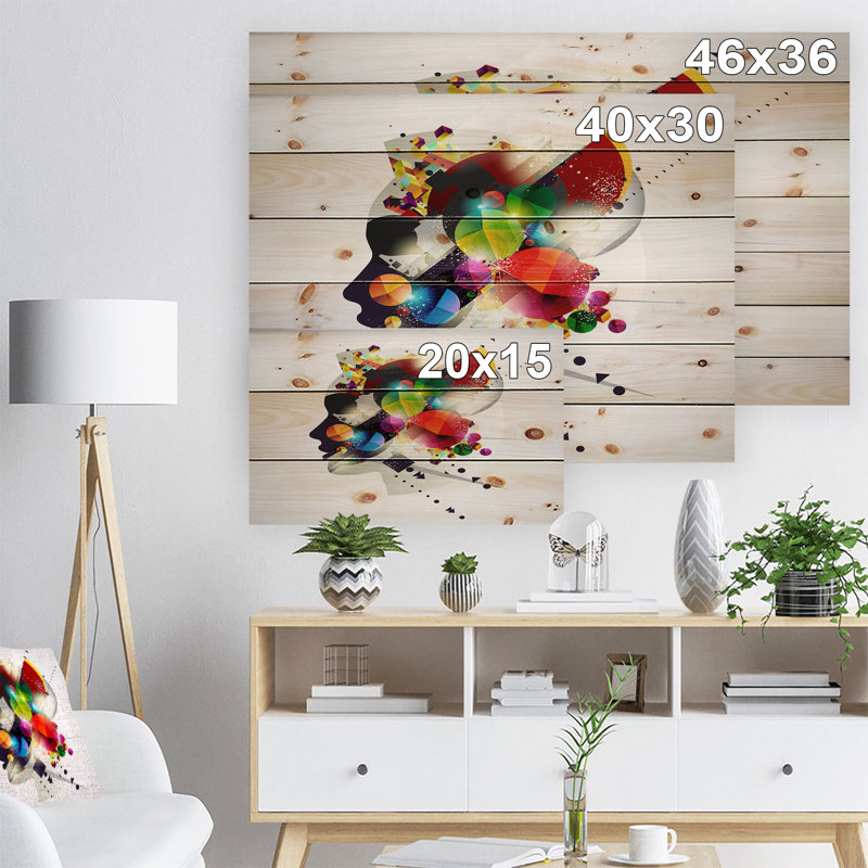 Profil abstrait - reproduction d'impression, H 15 po x l 20 po x P 1 po, Bois