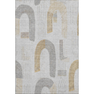 Premium Machine Washable Mehara AMF1698 Geometric Rug