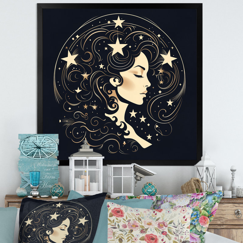 Astrologique Stargazer V, H 16 po x l 16 po x P 1 po, Cadre flottant noir
