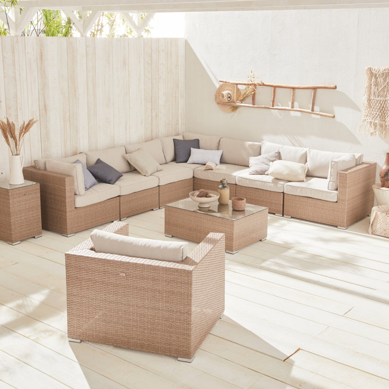 Isack 10 Seater Rattan Garden Furniture Large Sofa Set Table - Ready Assembled