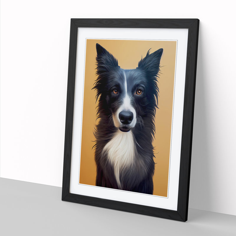 Border Collie Avant Garde - Single Picture Frame Print, 64cm H x 46cm W, Black Framed