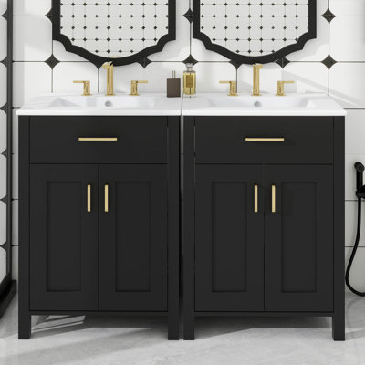 Ensemble de meuble-lavabo de salle de bain contemporain 48 po avec lavabo et meuble-lavabo en céramique