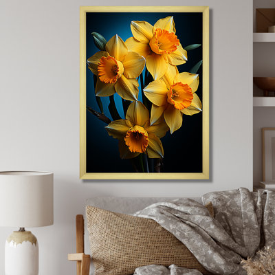 «Yellow and Orange Daffodil Bloom Dance» sur toile