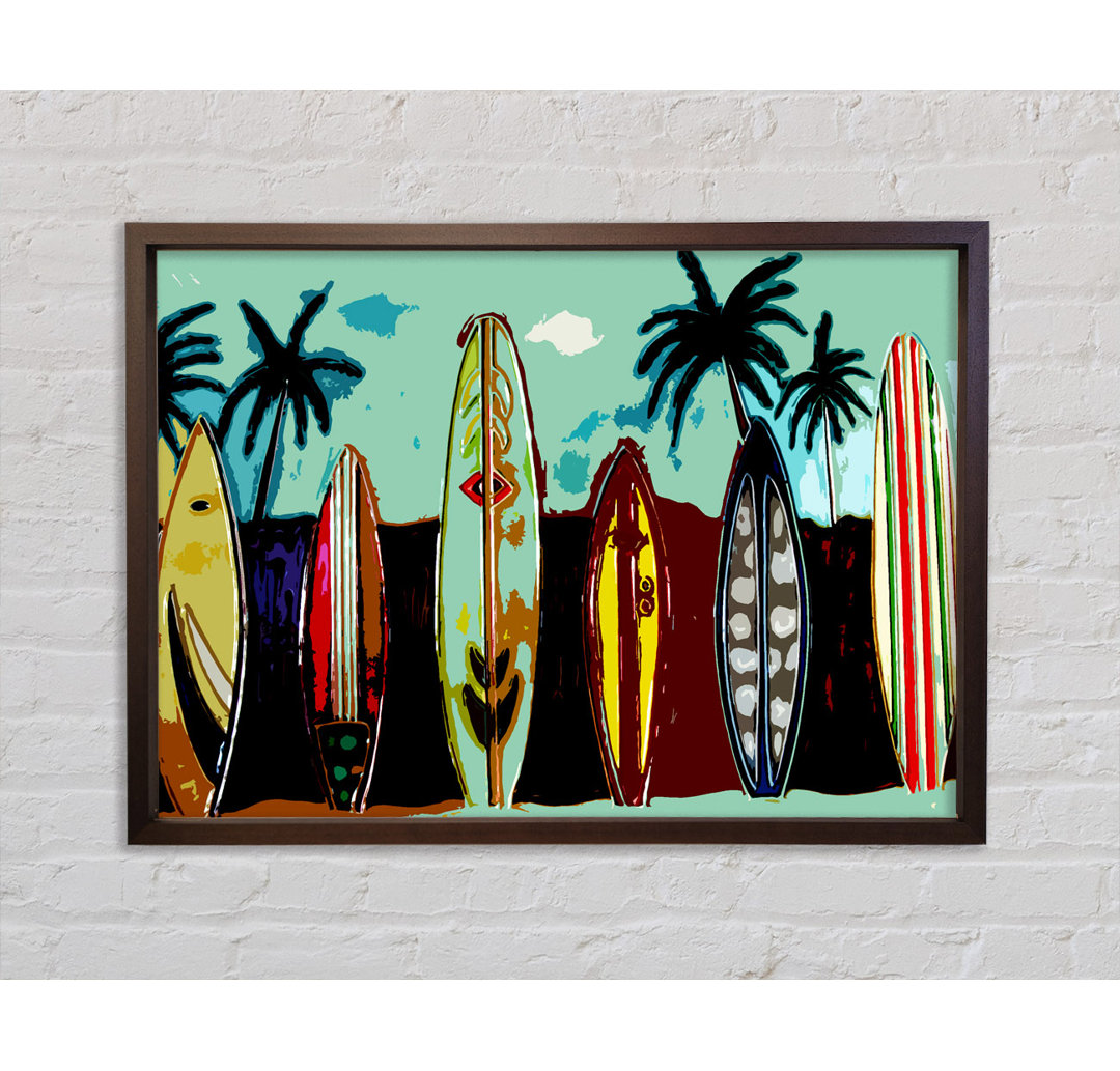 Surfboard Paradise - Einzelner Bilderrahmen Kunstdrucke auf Leinwand