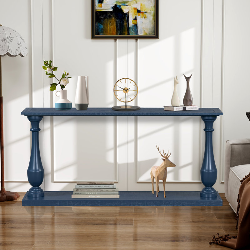62.9" W Console Table, Navy Blue