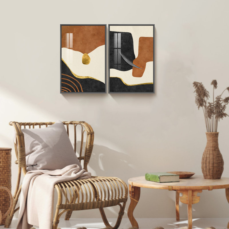 Boho, reproduction d'art encadrée sur toile, 2 pièces, Noir, L 24 po x H 16 po x P 1 po