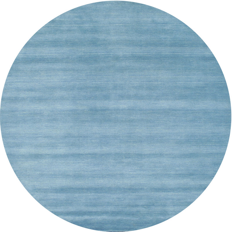 Tapis de zone bleu contemporain, Rond 5 pi