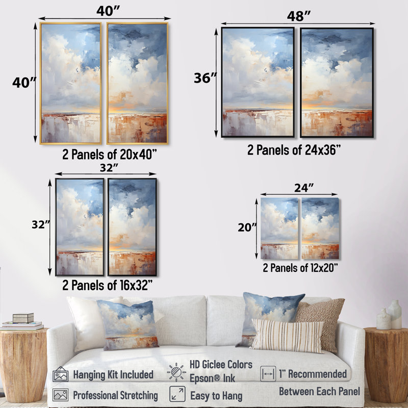 «Clouds Landscape Canopy Collage I», ensemble de 2 reproductions d'art sur toile, Noir, H 36 po x l 48 po