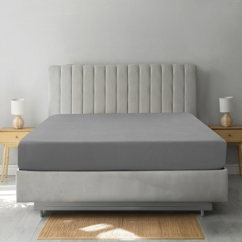 Lux Decor Soft Microfiber Bottom Sheets Upto 16 Inches Deep Pocket Fitted Sheet, Gray, King