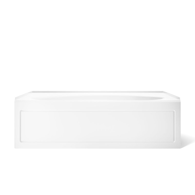 Windward 72" x 42" Alcove Soaking Acrylic Bathtub, White, Right