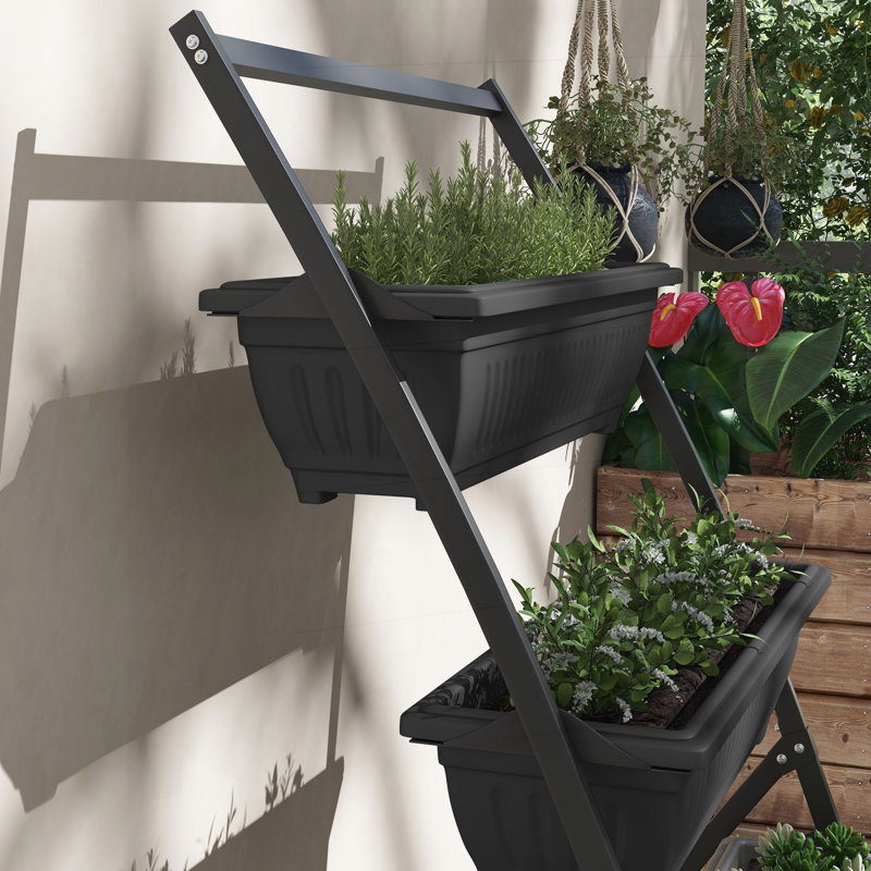 Jardinière surélevée verticale à 4 niveaux avec 4 boîtes, idéale pour les petits espaces et l'entretien facile des plantes