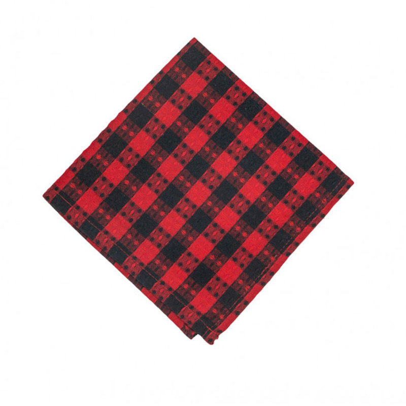Ensemble de 6 linges à carreaux gaufrés à carreaux rouges et noirs Buffalo