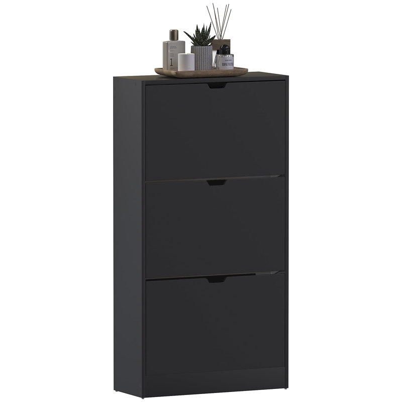 18 Pair Shoe Storage Cabinet, Black