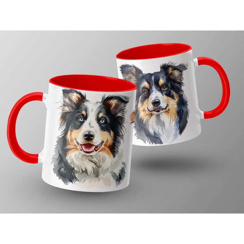 Australian Shepherd Design 11oz Coffee Mug, Red, 3