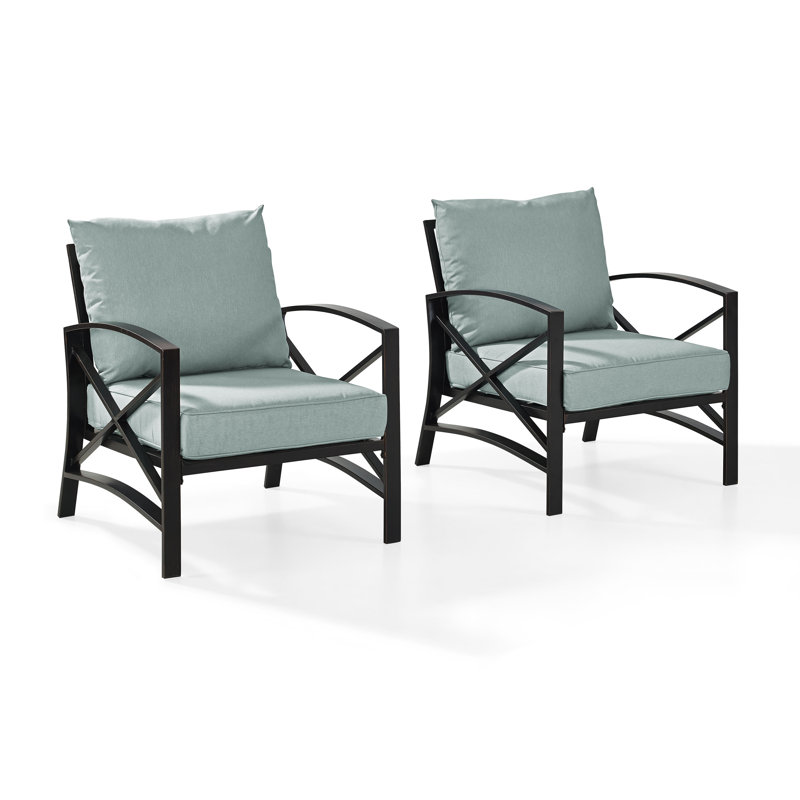 Chaise de patio avec coussins Mosier, Brume, Bronze huilé