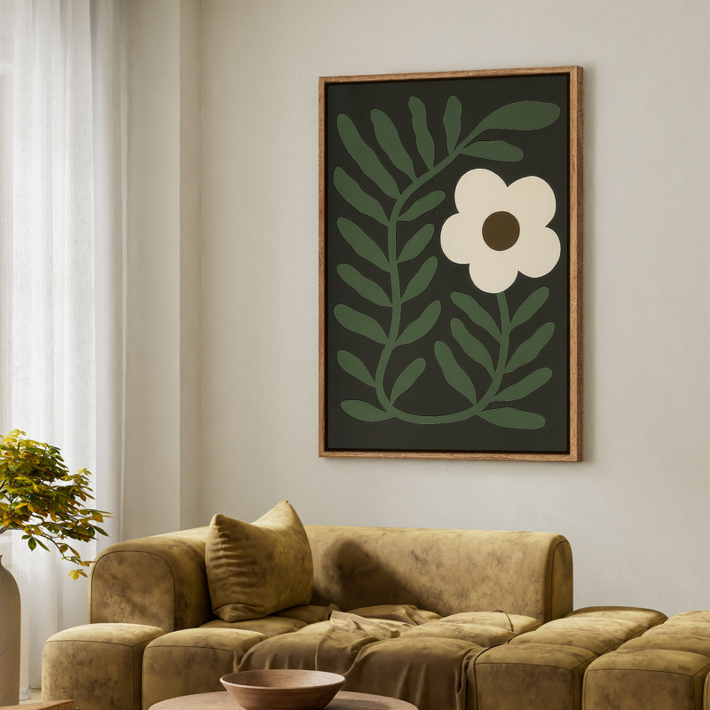 Art mural encadré, impressions murales abstraites rétro pour chambre à coucher - 24 po x 36 po, Naturel