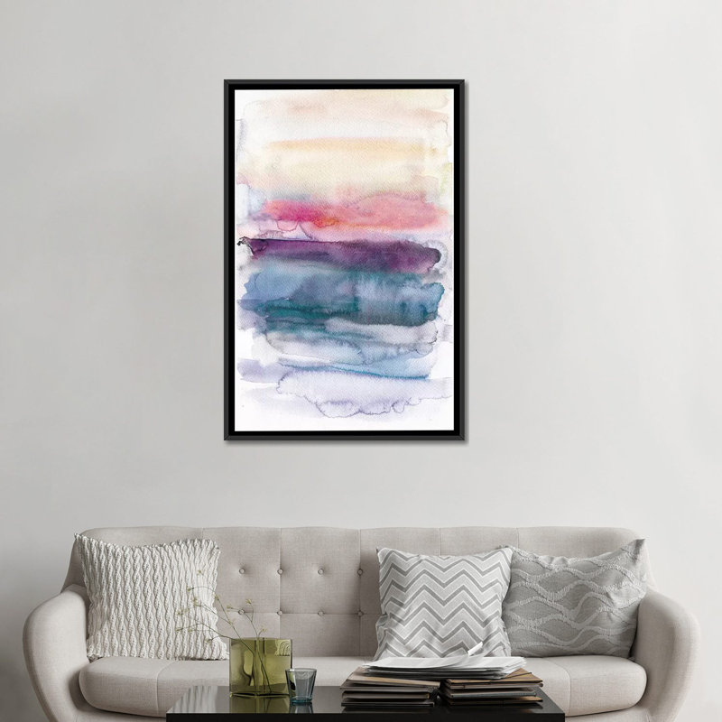 «Sunset Abstract», reproduction sur toile, H 60 po x l 40 po x P 1,5 po, Toile encadrée noire, Pas de tapis