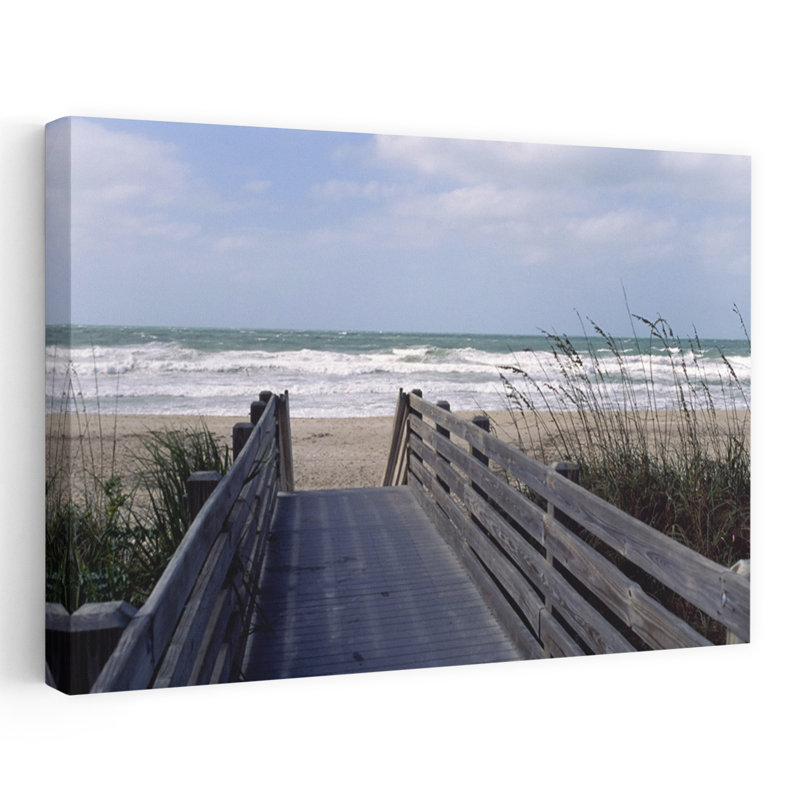 «Boardwalk On The Beach», comté de Somasota, art abstrait contemporain, paysage de plage, H 16 po x l 24 po