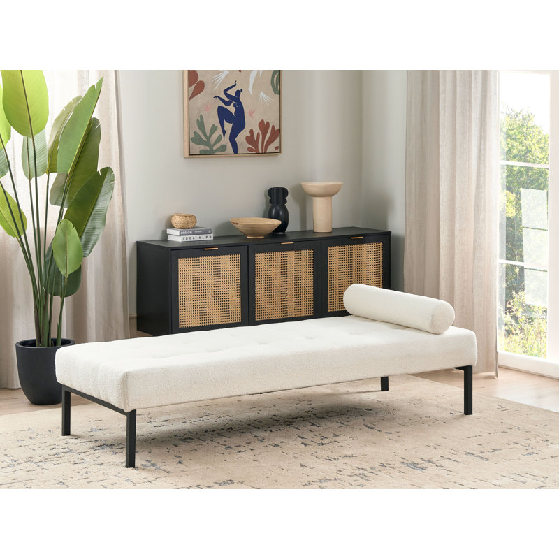 Shanel Upholstered Chaise Lounge, White Boucle