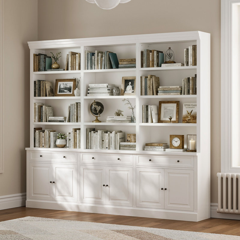 91'' H X 102.4'' W 3-Drawer 6-Tier Bookcase Storage Cabinet
