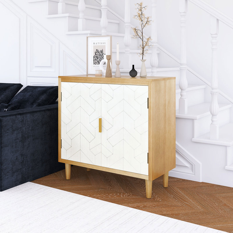 Armoire décorative sculptée à la main à 2 portes avec rangement généreux et style intemporel