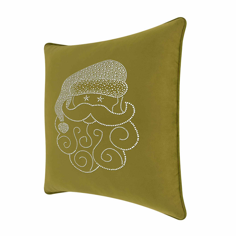 Coussin Sparkles Home Conception de Noël des Fêtes | Insertion de plumes | Lavable à la machine, Carré 16 po, Velours olive