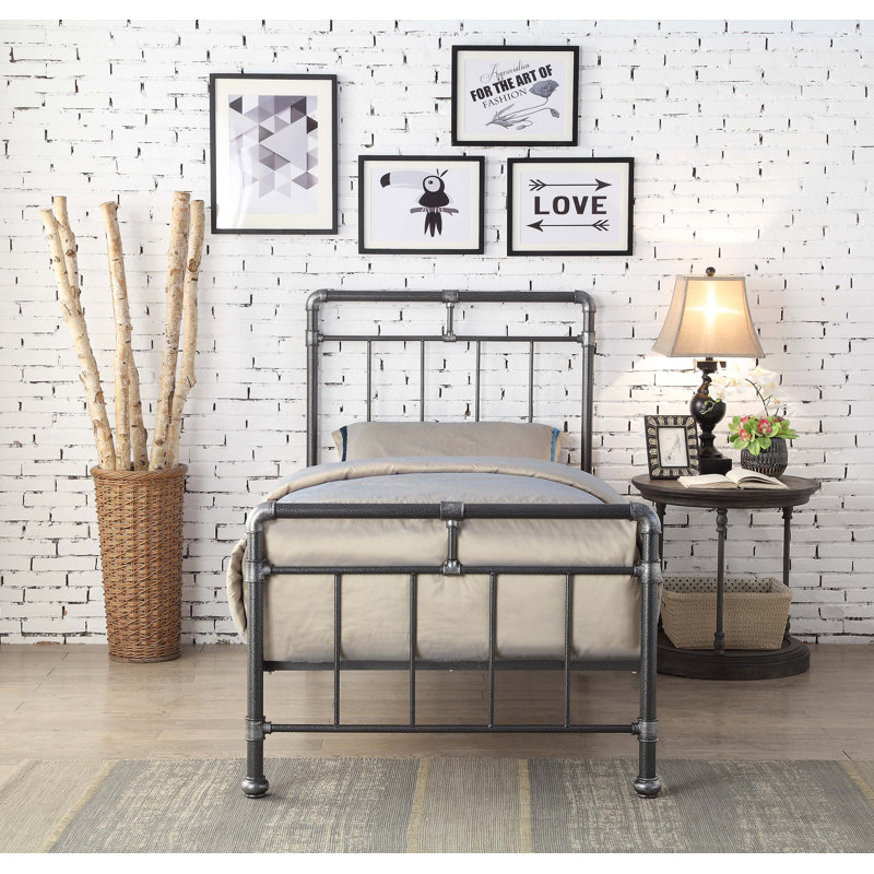 Alsip Bed, Single (3'), Black/Silver