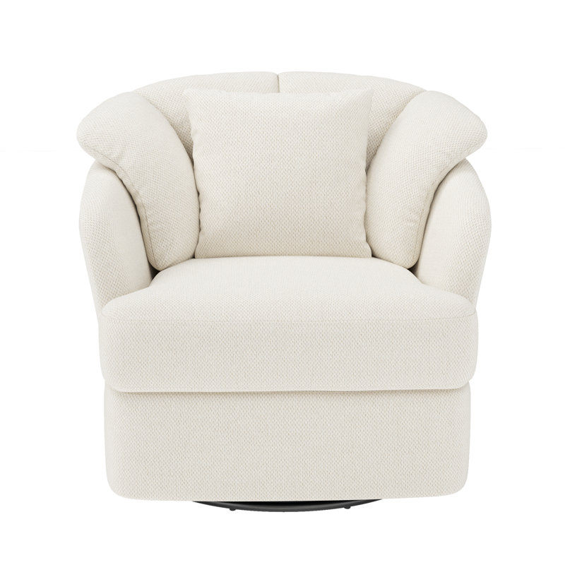 Fauteuil demi-tonneau pivotant rembourré Lakitia Rowena , Beige